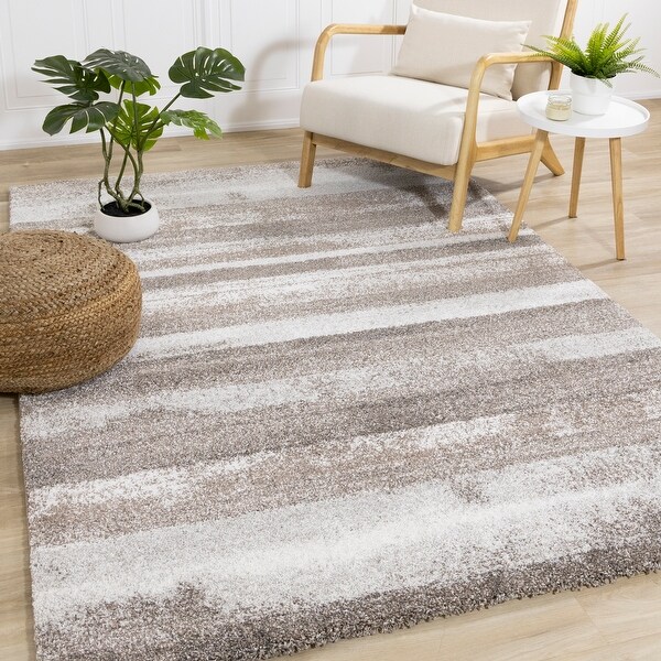 Soft Shag Cream Black Straight Lines Area Rug Bed Bath & Beyond